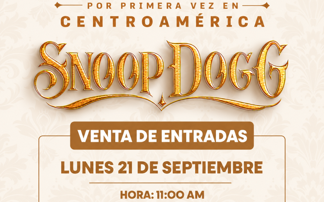 ENTRADAS PARA EL PRIMER CONCIERTO DE SNOOP DOGG EN COSTA RICA SALDRÁN A LA VENTA EL LUNES 21 DE SEPTIEMBRE
